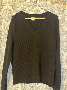 CAbi Black V-neck Ribbed Knit Sweater